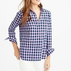 J. Crew 00 Lilac Purple Blue Gingham Checked Popover Shirt Top